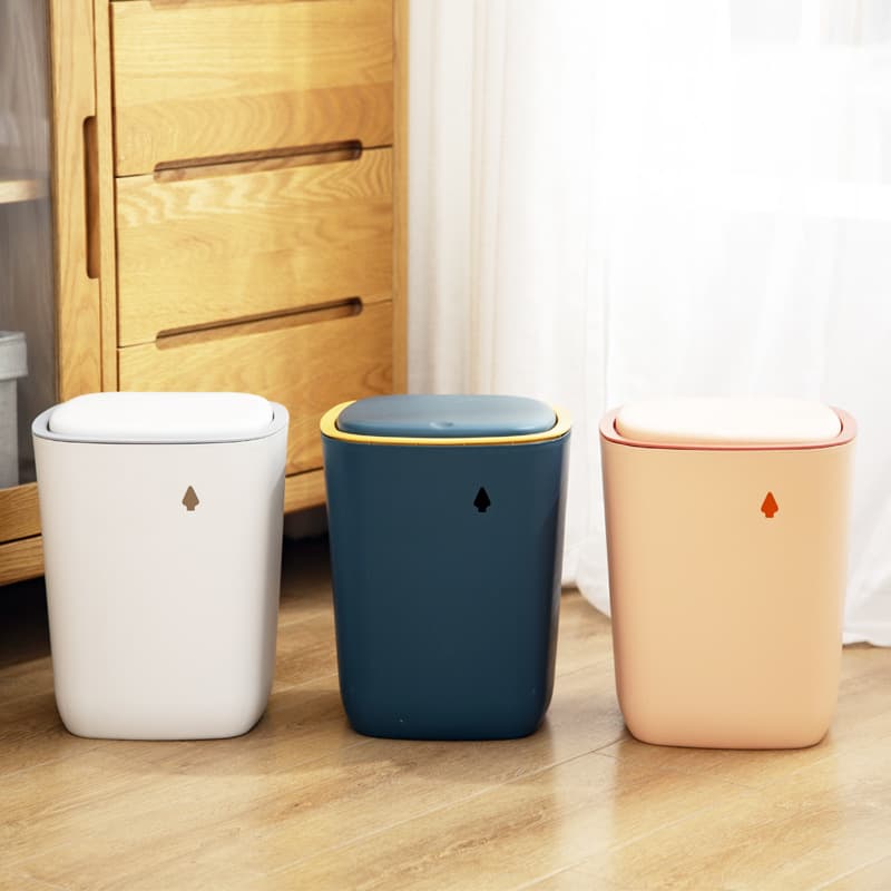 プッシュ式蓋つきゴミ箱