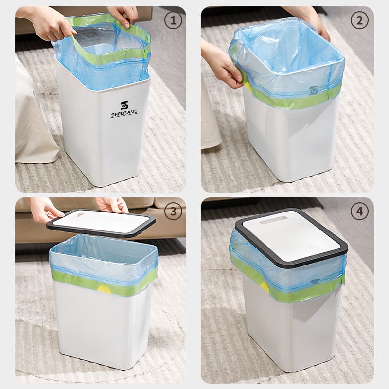 13L スタイリッシュ蓋付きゴミ箱