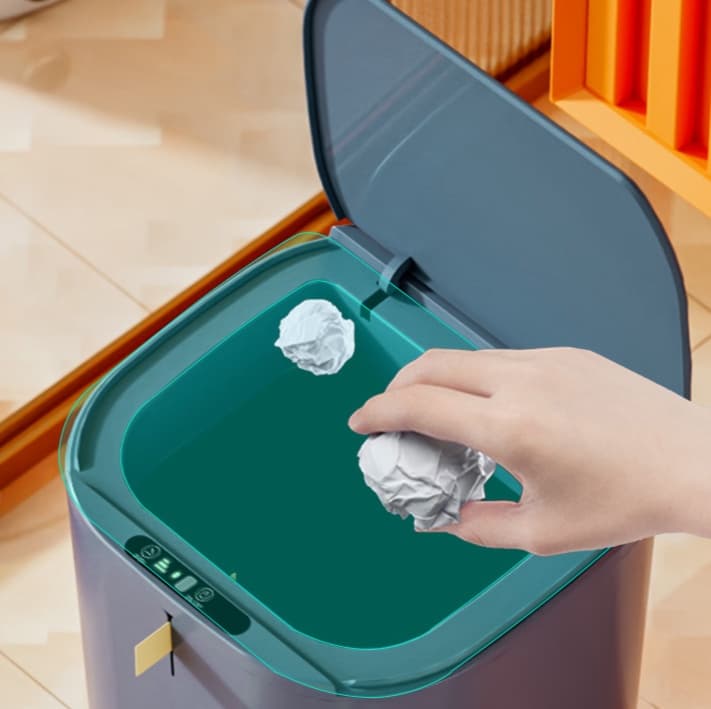 自動開閉式丸型プラスチック製キッチンゴミ箱