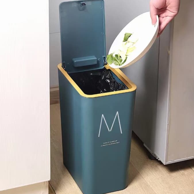 押し蓋式スリム縦型キッチンゴミ箱