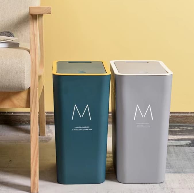 押し蓋式スリム縦型キッチンゴミ箱