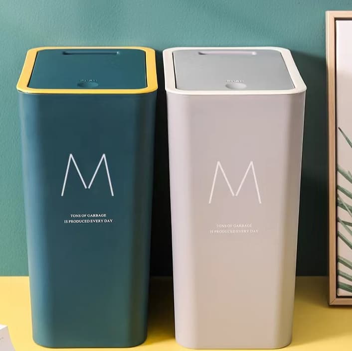 押し蓋式スリム縦型キッチンゴミ箱