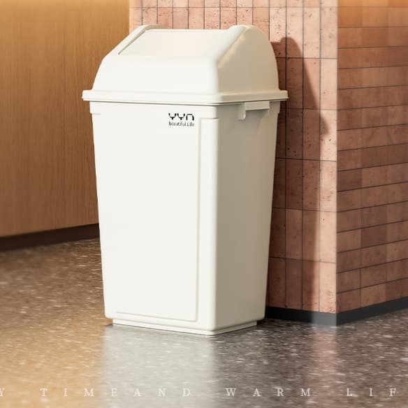 揺動式蓋付き大容量プラスチック製縦型ゴミ箱