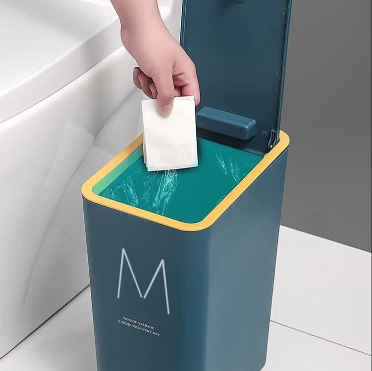 押し蓋式スリム縦型キッチンゴミ箱