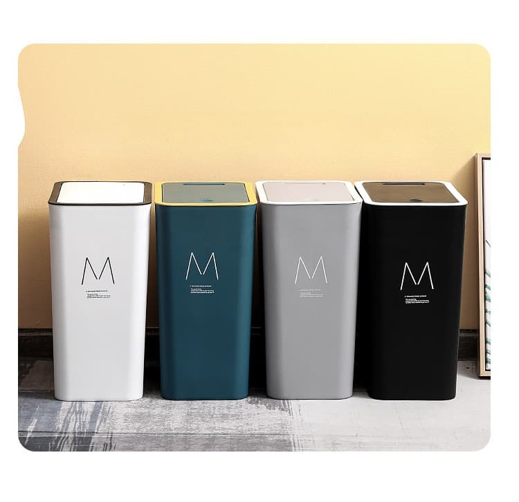 押し蓋式スリム縦型キッチンゴミ箱