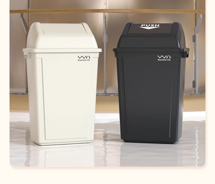 揺動式蓋付き大容量プラスチック製縦型ゴミ箱
