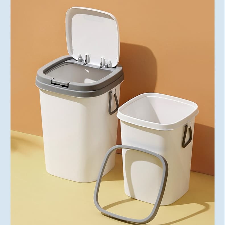 スタイリッシュ蓋付きコンパクトゴミ箱