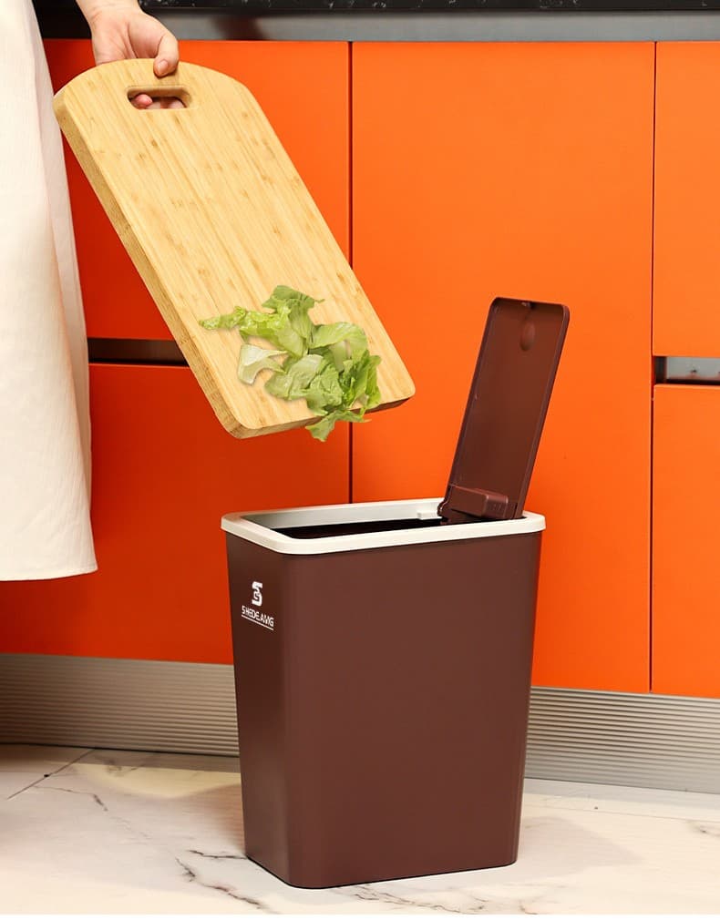 13L スタイリッシュ蓋付きゴミ箱