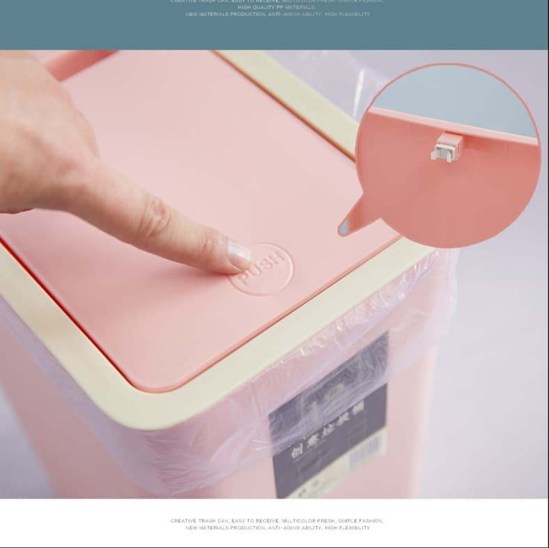 8Lスリム型　押し蓋式ゴミ箱