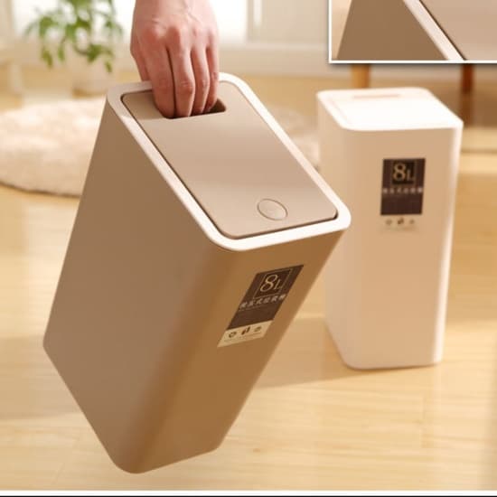 8Lスリム型　押し蓋式ゴミ箱