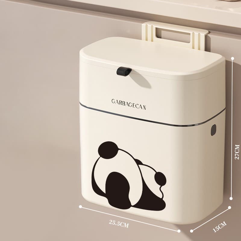 パンダのイラストが可愛い　省スペース壁掛けキッチンごみ箱