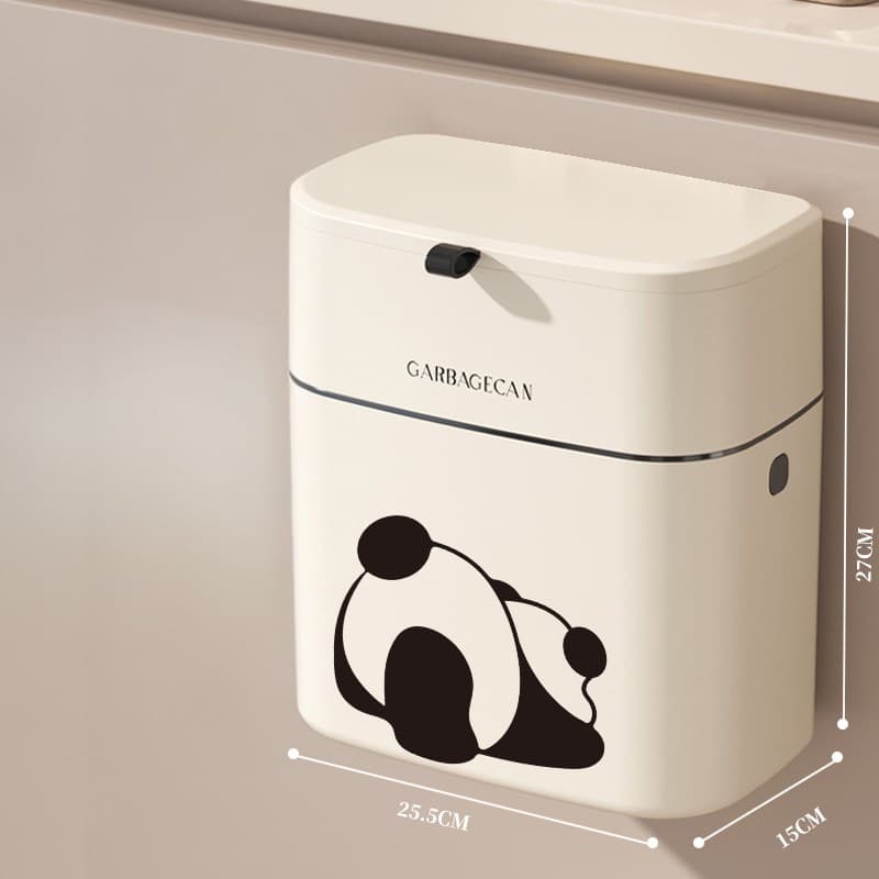 パンダのイラストが可愛い　省スペース壁掛けキッチンごみ箱