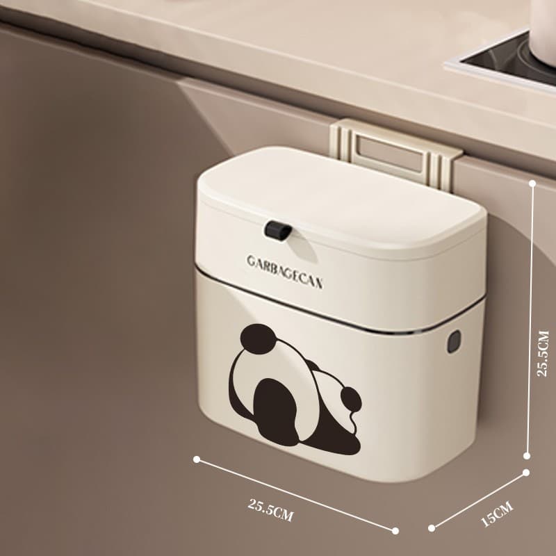 パンダのイラストが可愛い　省スペース壁掛けキッチンごみ箱