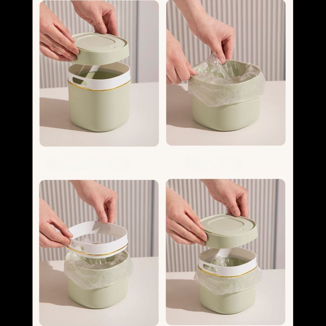 卓上型押し蓋式円筒ゴミ箱