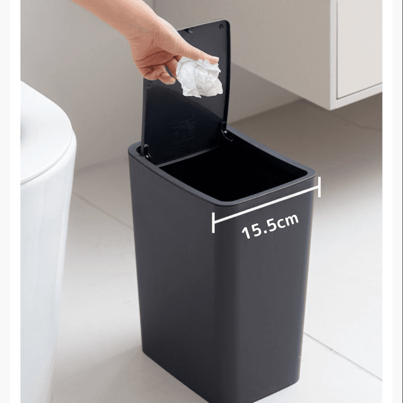 押すだけで開くシンプルデザインごみ箱