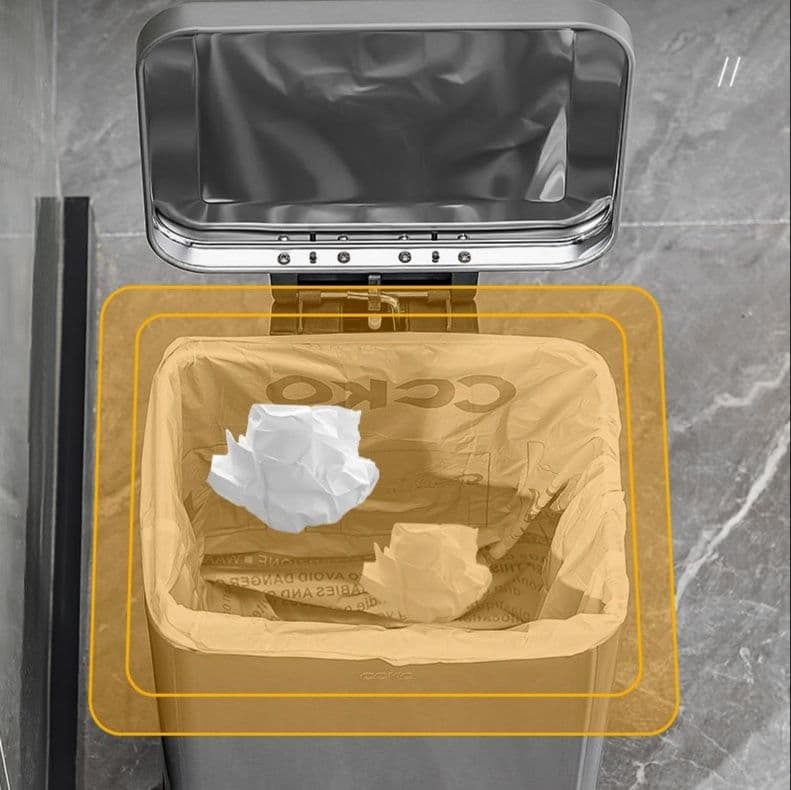 ステンレス製足踏み式角型キッチンゴミ箱