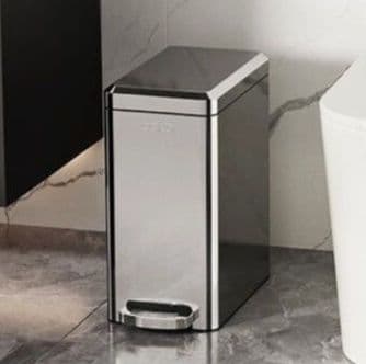 ステンレス製足踏み式角型キッチンゴミ箱