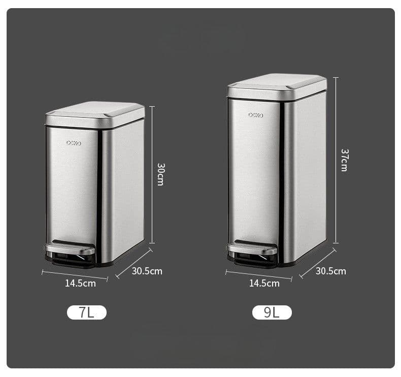 ステンレス製足踏み式角型キッチンゴミ箱