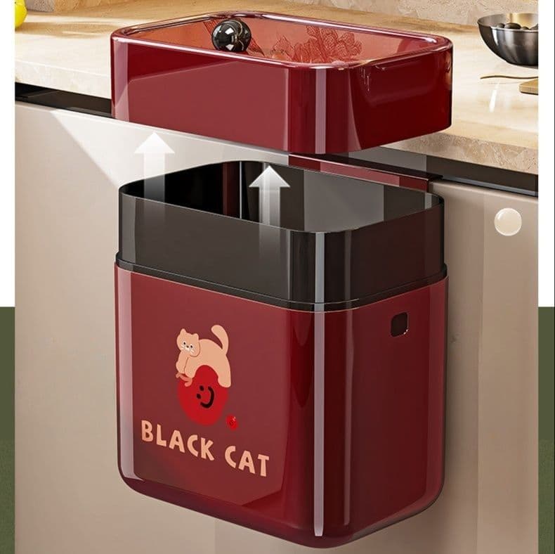 猫柄プッシュ式壁掛けキッチンゴミ箱