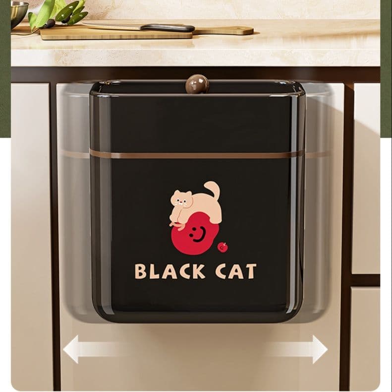 猫柄プッシュ式壁掛けキッチンゴミ箱