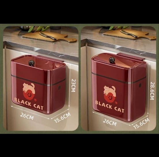 猫柄プッシュ式壁掛けキッチンゴミ箱