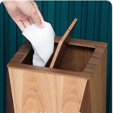 キッチン ゴミ箱 蓋付き 天然木台形デザイン