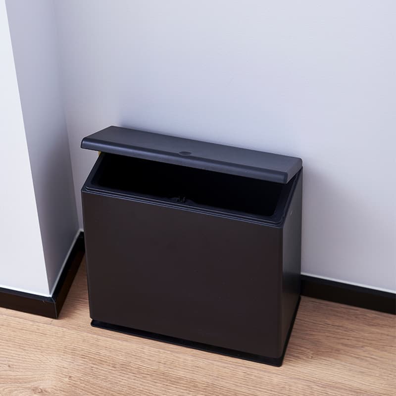 省スペース型縦長蓋付きステンレスダストボックス