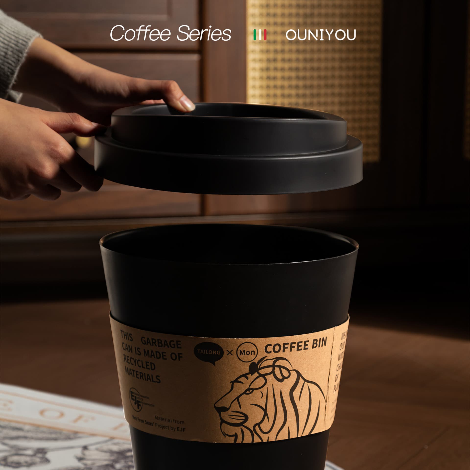 環境に優しい蓋付きコーヒーカップごみ箱