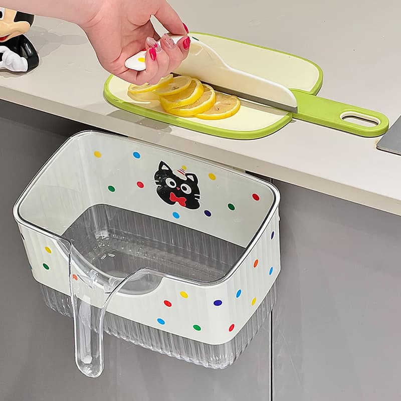 キッチン ゴミ箱 かわいい猫柄キャビネット取付ごみ箱