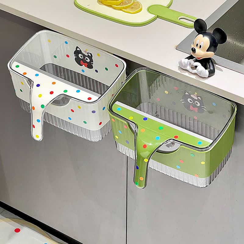 キッチン ゴミ箱 かわいい猫柄キャビネット取付ごみ箱