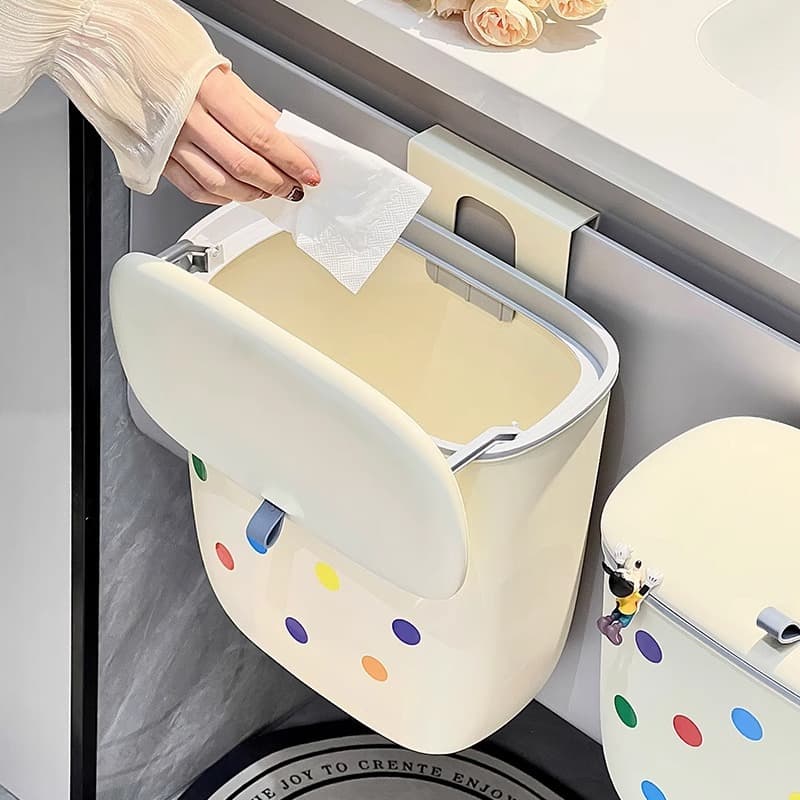 キッチン ゴミ箱 水玉デザイン壁掛けゴミ箱