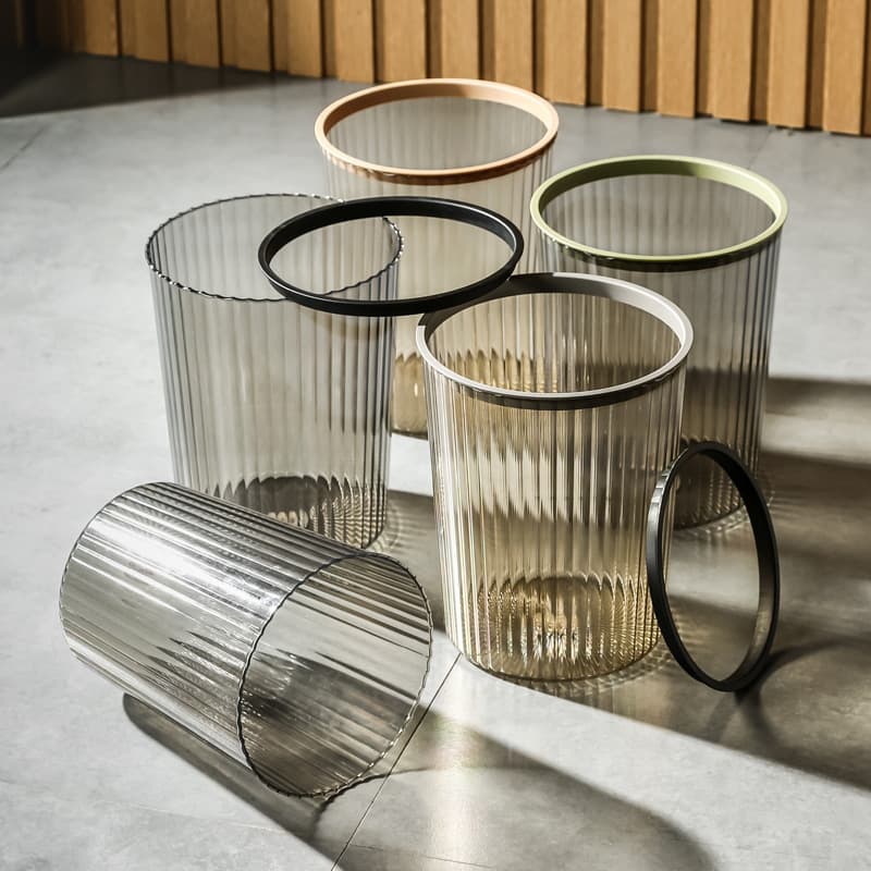 縦筋模様 プラスチック製 ごみ箱