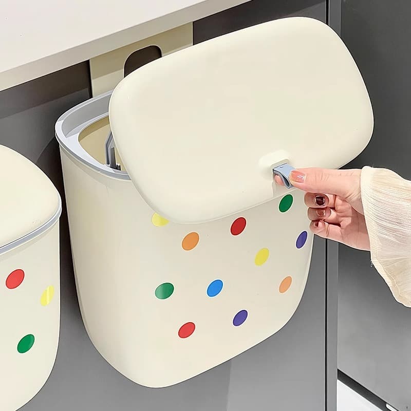 キッチン ゴミ箱 水玉デザイン壁掛けゴミ箱