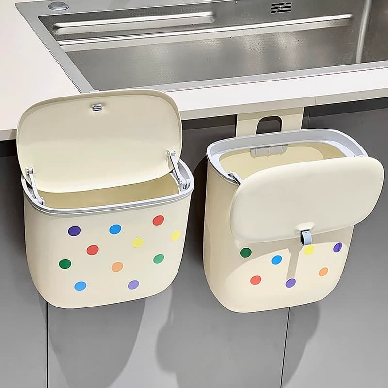 キッチン ゴミ箱 水玉デザイン壁掛けゴミ箱