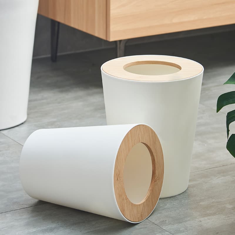 北欧風木製蓋付きシンプルゴミ箱