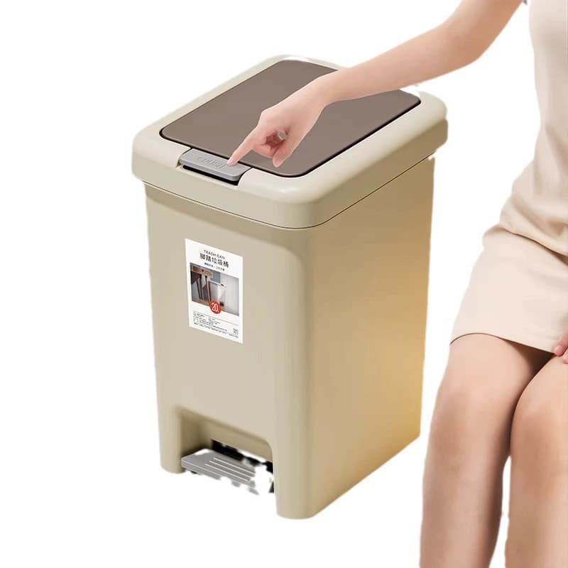 ステップ式蓋付き二重開閉多機能ゴミ箱