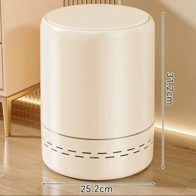 シンプル円筒形プッシュ式蓋付きゴミ箱