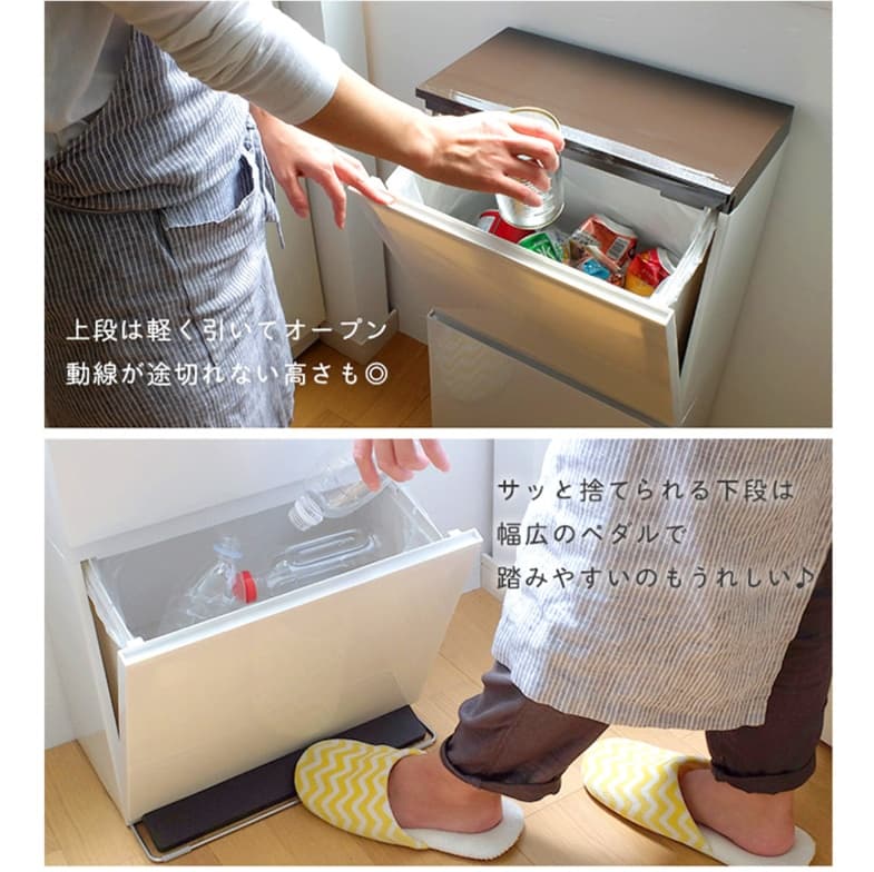 二段式ペダル式分別キッチンゴミ箱