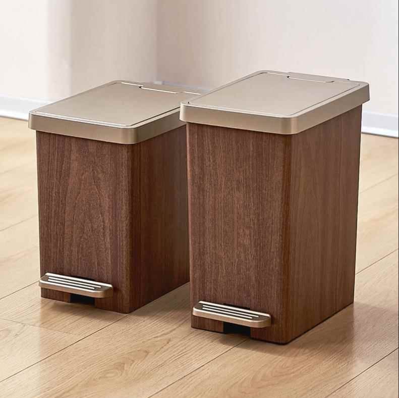 取り外し可能内容器付き木製ゴミ箱