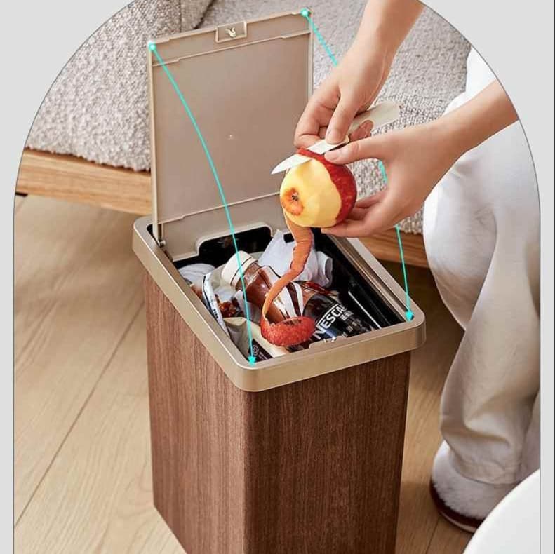 取り外し可能内容器付き木製ゴミ箱