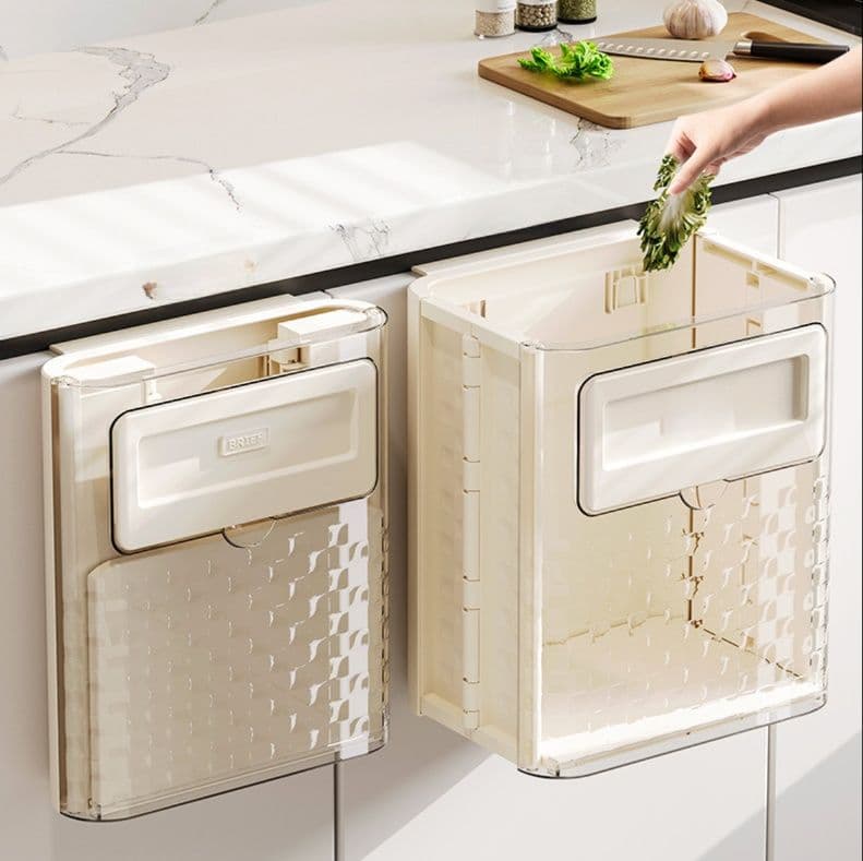 キッチン ゴミ箱 透明扉付きキャビネット下壁掛けごみ箱