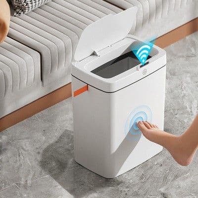 自動開閉式スリム縦型ゴミ箱袋固定付き