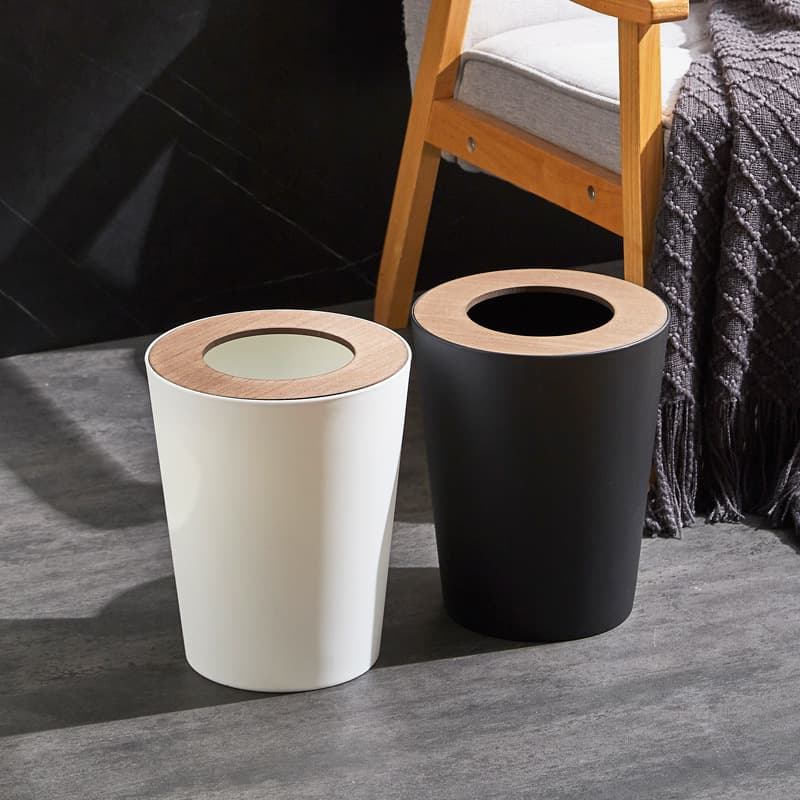 北欧風木製蓋付きシンプルゴミ箱
