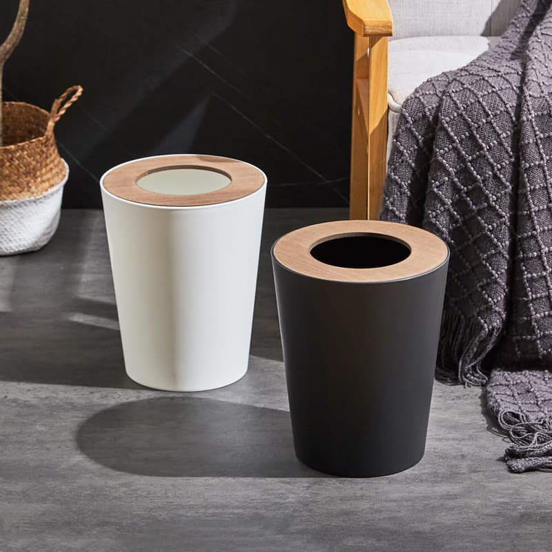 北欧風木製蓋付きシンプルゴミ箱