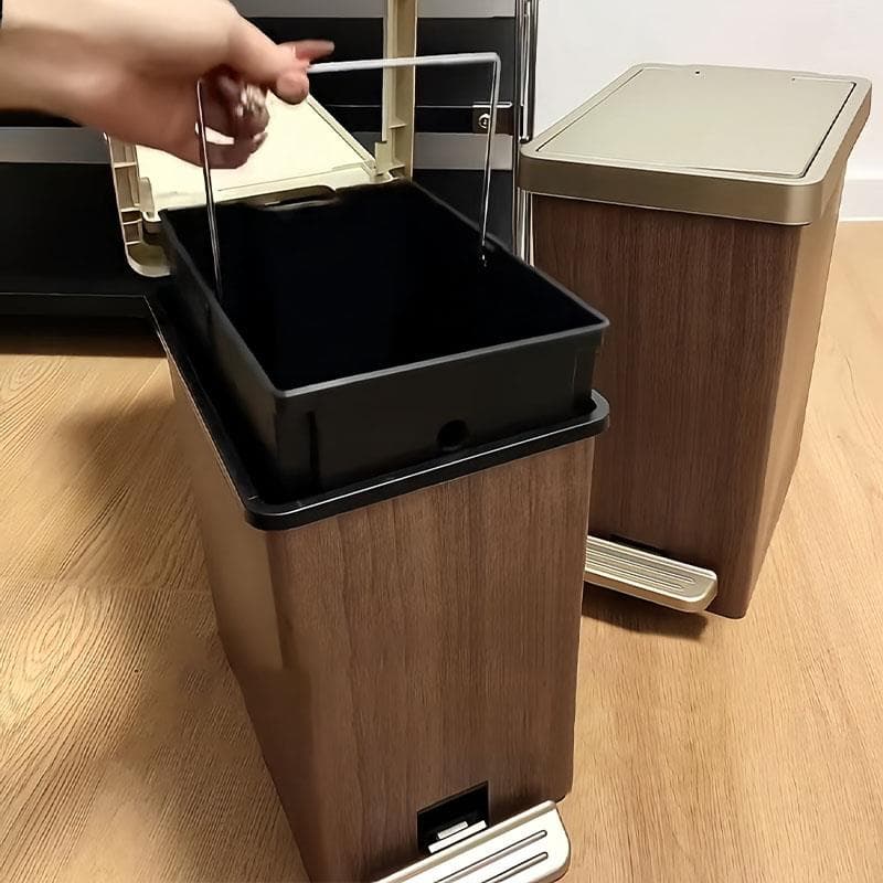 取り外し可能内容器付き木製ゴミ箱