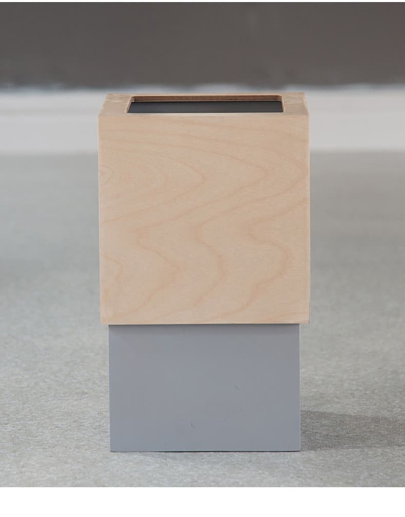 二段重ね木製キューブ型ゴミ箱